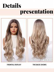 13*4 HD Lace Top Wig, 26-Inch Ombre Long Curly Hair, High-End Women's Lace Wig, Heat-Resistant Synthetic Lace Wig, Suitable For All Festivals And Daily Wear, Can Be Worn At Any Time, Perfect Gift For Girls During Festivals And Masquerade Balls. - Ombre - View 6