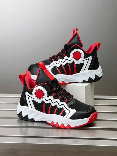 1 Pair Kids' Basketball Shoes Outdoor Sports Shoes Casual Shoes, Comfortable New Fashion Colorblock Breathable Mesh Boys Shoes