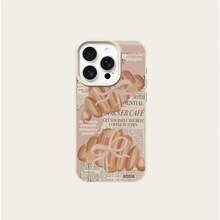 Funda para teléfono: Patrón de periódico croissant Textura de lichi Blanco marfil Funda compatible con Apple  17 16 15 14 13 12 11 Plus Pro Max Series, Estilo  Funda protectora, Diseño minimalista lindo y de moda, Alta estética, Regalo de cumpleaños, Regalo de vacaciones, Compatible - Color mezclado 1-1155 - Ver 4