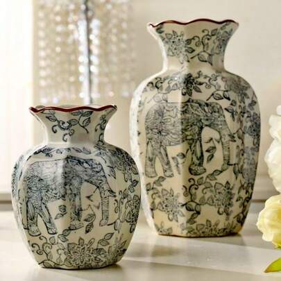 高端装饰青花瓷花瓶，复古简约风格客厅，水培门厅花艺布置，家居装饰桌面配件，摄影道具，客厅花瓶装饰，餐桌装饰，室内设计装饰