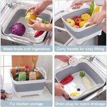 2.4 Gal 9L Collapsible Dish Basin With Drain Plug Space Saving Outdoor Multiuse Foldable Sink Tub Dishpan Kitchen Storage Tray For Camping Vegetable Washing RV (Gray) - gray - View 7