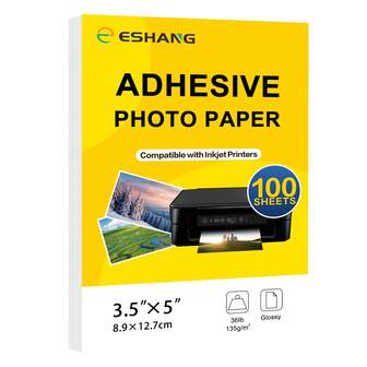 Self-Adhesive Photo Paper Glossy Sticker Paper For Inkjet Printer, 3.5 X 5 Inch 100 Sheets, 135 Gsm 36Ib, Consumables