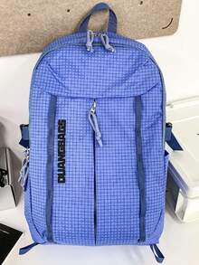 1 pièce Sac à dos à carreaux ultra-léger et unicolore, sac à dos pour campus pour hommes et femmes, résistant à l'eau avec fente pour carte de taille, grande capacité pour l'école, les déplacements, les voyages - Multicolore - Voir 17