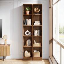 Tribesigns 70.9-Inch Tall Narrow Bookshelf, 5-Tier Solid Wood Corner Bookcase, Freestanding Display Shelves For Home Office, Bedroom, Small Spaces, Brown - 棕色 - 查看 6