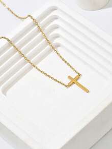 1pc Minimalist Chic V-Shaped Blade Chain Stainless Steel Necklace For Women, Fashion Essential