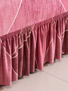 1pc Printed Ruffled Elastic Sofa Cover, Dust-Proof And Dirt-Resistant, Stretch-To-Fit Full Coverage Sofa Protector, Home Decor, Machine Washable