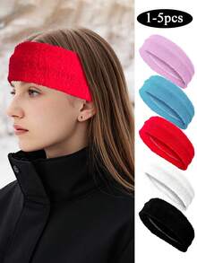 1-5pcs Coil Elastic Yoga Headbands, Solid Color Absorbent Sports Headbands, Outdoor Running Yoga High Elastic Headbands, Coil Sweat-Wicking Breathable Fitness Headband, Pilates Sports Hairband - Multicolor - View 2