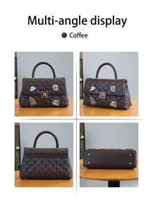 时尚新款黑色菱形徽章小方包，2025新款高端手提包，高端奢华大容量时尚单肩斜挎包 - 彩色 - 查看 7