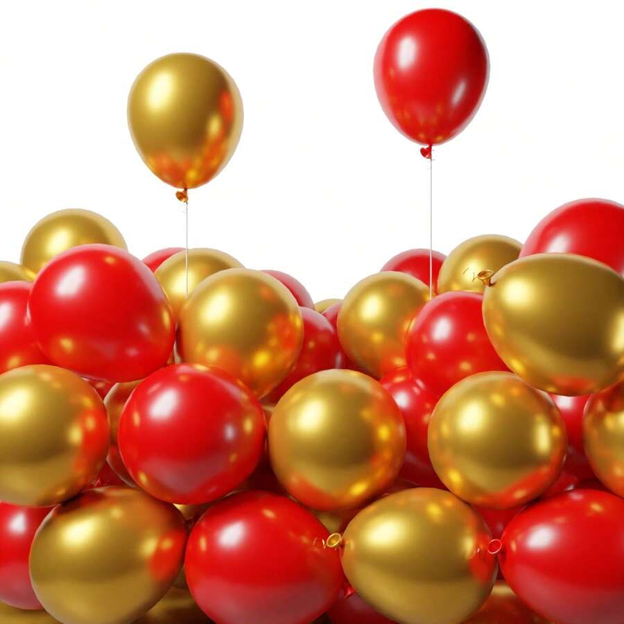 30/80/120/200pcs Red Gold Balloons, 5/10/12inch Thick Latex Helium Balloons Red And Metallic Chrome Gold Balloons For Birthday Wedding Anniversary Winter New Year Graduation Mother's Day Prom Casino Poker Card Party Decorations