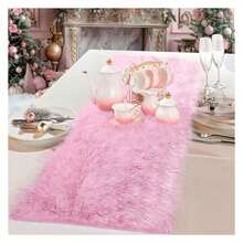 Pink Table Runner 36 Inch, FluffyFur Dresser Runner For Bedroom Nightstand, Pastel Pink Table Scarf For Coffee Table, Wedding Decor - Multicolor 601 - View 4