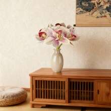 Artificial Orchid Faux Flower Bouquet Fake Flowers With Stems For DIY Bouquet Table Centerpieces Wedding Party Home Decor - Màu tím - Xem 5