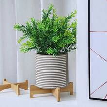 1pc Wooden Plant Stand, Medieval Modern Planter, Rattan Planter Rack, Indoor Low Short Plant Support - Bohemian Rustic Wood Rack, Suitable For Planter - 1 Piece Flower Pot Stand - View 7
