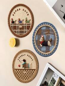 1 miếng lót cốc dệt thủ công kiểu INS hoạt hình dễ thương - Thảm chịu nhiệt 3D, thấm hút nhanh khô, chống trơn trượt, đa năng dùng cho mặt bàn, lót nồi và đạo cụ chụp ảnh, thích hợp cho nhà bếp, phòng ăn, văn phòng, trang trí món ăn, chống bỏng cho cốc/bát/đĩa. - Nhiều màu - Xem 5