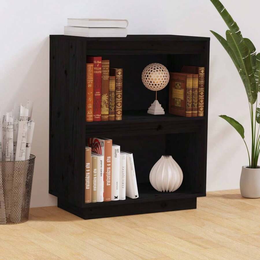 Mobile consolle vidaXL nero, 60x34x75 cm, in legno massello di pino. - Multicolore - Visualizzare 1