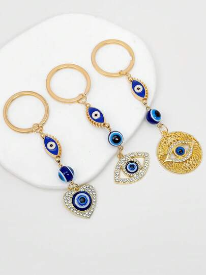 土耳其邪眼钥匙扣，蓝眼睛钥匙圈，包包挂饰，油滴眼饰，创意礼物