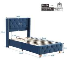 Bed Frames - 藍色 + 天鵝絨 + 90cm*200cm-1 - 查看 8