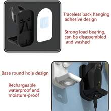 Paquete de 2 soportes ajustables para afeitadora elctrica, soporte de pared, soporte para maquinilla de afeitar con pegamento Nailless, soporte para cepillo para polvo de dientes elctrico, soporte - Blanco y black - Ver 8