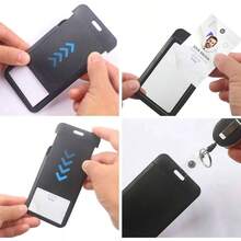 2 Piezas Porta Gafete Hombres y Mujeres, Porta Credencial Vertical, Con Mosquetn Retrctil y Lanyard Desmontable, Porta Credenciales para Tarjetas de Identificacin, Tarjetas de Acceso y Pases. - Negro - Ver 5