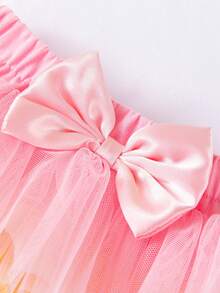 3件套女婴复活节套装，可爱复活节兔子和彩蛋图案，短袖连体衣+裙子+发饰套装，派对礼服 - 白色 - 查看 7