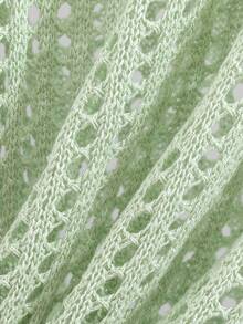 GIGOGOU 轻盈镂空针织开衫，透气长袖防晒休闲上衣，简约百搭 - 薄荷藍 - 查看 11