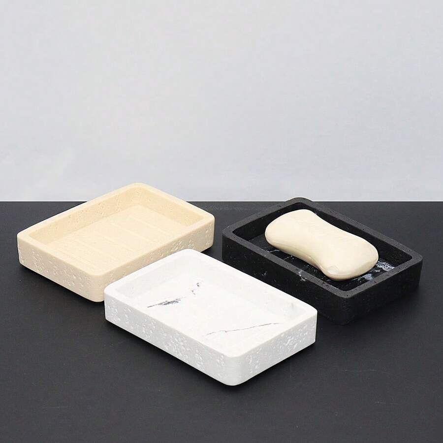 Soap Dish, Soap Holder, Uncovered Soap Tray, Hotel & Home Bathroom Soap Plate, Porous Stone With Marble Pattern Design, Versatile, Laundry Soap Storage Tray