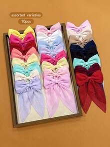10pcs Random Color Bowknot Hair Clips, Sweet Style Hair Accessories For Girls, Suitable For Daily Use - Multicolor - View 6