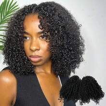 EAYON HAIR Tight Curly Crochet Human Hair Extensions Feather Line Crochet Hair Pre-Seperated Knotless Human Crochet Hair Multi-Textured Kinky Curly Human Hair Natural Color 14-22 Inch 100 Strands - 自然色 - 查看 13