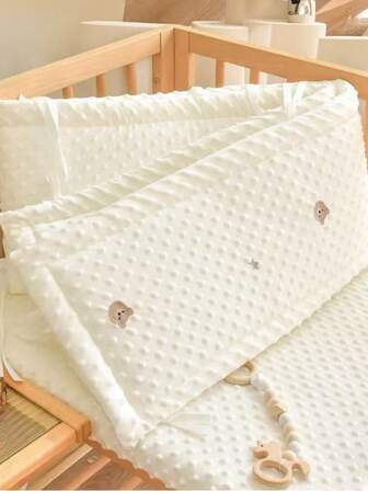 1 pieza Protector de barandilla de cuna acolchado de peluche, forro de cuna acolchado todo en uno, protector de barandilla de cama para bebé, cojín con bordado de dibujos animados para recién nacidos, 60cm/120cm/200cm/240cm
