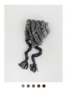 1pc Cute Fluffy Colorful Knitted Beanie Hat For Women, Solid Color Witch Knit Bucket Hat With Pom Pom, Braided Trapper Earflap Hat, Versatile Handmade Knit Bucket Hat With Tie - Multicolor - View 7