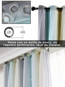 1/2pcs 132/160/214cm Estrella Cortinas,Cortinas de Dormitorio con Paneles Draperie de Doble Capa Colorida, Cortinas opacas con diseño de arcoíris degradado, dormitorio, sala de estar, oscurecimiento a rayas, doble capa, con corte de estrella, decoración del hogar, cortinas de ventana con ojales degradados,Antifrío, Cortinas Opacas de Estrellas para Salón, Decoración,Insonorización, aislamiento térmico Artículos para Ventanas / Cortinas - Brote Verde - Ver 6