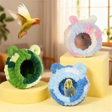 Tổ chim bằng bông ấm áp, tổ vẹt, nhà chim mùa đông treo bằng vải nhung mềm mại cho chuột hamster và sóc, tổ thú cưng nhỏ. - Xem 1