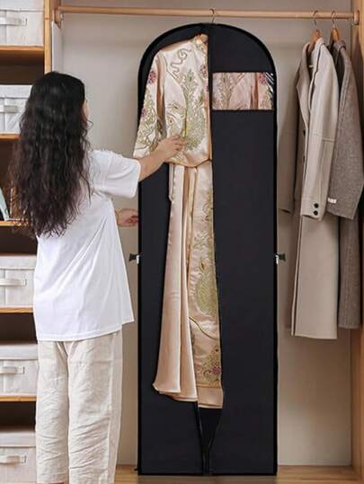 1 قطعة/3 قطع حقيبة فستان أبيض محمولة جديدة من القماش غير المنسوج لتخزين فستان الزفاف، حقيبة تخزين فستان طويل 180 سم