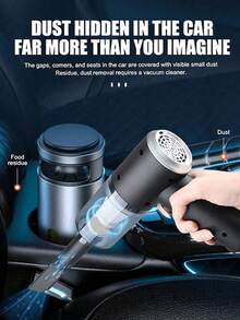 1pc Rechargeable Wireless Car Vacuum Cleaner, With Dual Filtration, Strong Suction, Portable Handheld Mini Dust Blower, Suitable For Home And Car - A - View 3