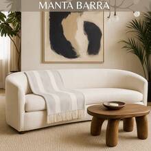 Decorative Throw Blanket In Fine Cotton - Comfortable Touch 2.50m X 2.20m - 沙 - 查看 2