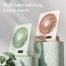 GICOOK مروحة مكتبية محمولة بمنفذ USB، قابلة للتعديل ب- 3 سرعات مع شاشة عرض الوقت، محرك خالي من الفرشاة، مروحة تبريد صغيرة قابلة للطي بمنفذ USB، قابلة للتدوير بهدوء للمكتب والمنزل والغرفة والسكن الجامعي والاستخدام الداخلي/الخارجي، هدية صيفية - وردي - مشاهدة 3