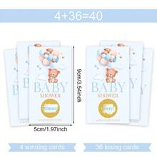 Baby Shower Scratch Cards Game, Gender Reveal Party Fun Raffle Tickets, Teddy Bear Balloon Pattern Cards, Newborn Celebration Interactive Game Props - Multicolor - View 8