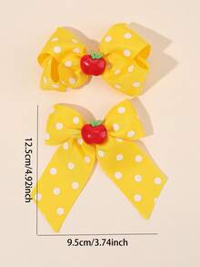 6pcs Back To School Season Blue And Black & Yellow Fabric Hair Bows,Apple Accessories Hair Clips,Cute Hair Barrettes For Girls Kids Students Party Gifts - Multicolor - View 6