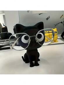 3D打印可爱黑猫造型眼镜架 - 坚固的塑料眼镜支架，猫咪坐姿设计，超级可爱的桌面收纳，适合家庭、办公室或作为礼物，被动式收纳盒，塑料哑光表面（送给爱猫人士的礼物） - 彩色 - 查看 6
