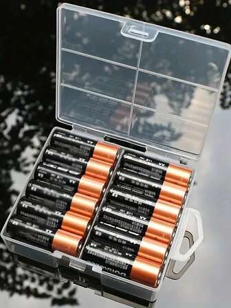 Battery Clear Plastic Storage Organizer Box For AA/AAA Batteries - Durable Transparent Case With Secure Compartment Dividers, Space-Saving Design For Home, Office, Or Travel, Battery Storage Solution | Spacesaving Box | Clear Plastic Case