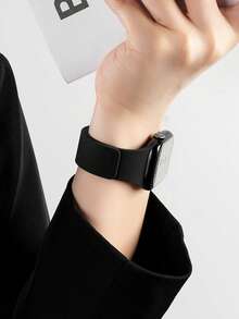 Huastonband 1件適用於Apple Watch錶帶，中性款荔枝紋矽膠磁吸錶帶，適合 42mm、38mm、40mm、41mm、44mm、45mm、46mm、49mm，時尚智慧手錶替換錶帶 - 黑色 - 查看 11