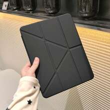 غطاء الجيل العاشر، رفيع/كاجوال/تصميم، مقاوم للصدمات، رفيع جدًا، حامل ذكي/إيقاظ/نوم تلقائي، متوافق مع A16، مناسب لأجهزة 7/8/9 جيل 10.2 بوصة، حامل ذكي بتصميم Y-Fold، ظهر من الأكريليك الشفاف، قابل للتخصيص DIY، جلد PU عالي الجودة، مناسب لحافظة Air 11 بوصة - الأسود - مشاهدة 4