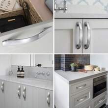 1pc Cabinet Knob Aluminum Alloy Door Kitchen Knob Brushed Cabinet Pull Handle Drawer Modern Furniture Hardware (Random Style Shipped) - Silver - View 8