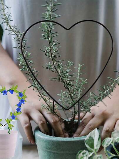 1pc Metal Garden Plant Trellis, Decorative Potted Plant Support Rod, Black Coated, Adjustable Plant Support Rack, Suitable For Vines, Vegetables, Vining Flowers, Patio Climbing Frame, Climbing Plants, Iron Trellis, Living Room Decor