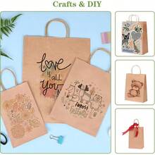 Túi quà giấy Kraft có quai xách - Túi thủ công màu nâu chất lượng cao có thể gấp lại, thích hợp cho sinh nhật, đám cưới, tiệc tùng, mua sắm tạp hóa, đồ dùng cho doanh nghiệp nhỏ, có thể tự thiết kế, thích hợp để đóng gói quà tặng vào các ngày lễ như Ngày lễ tình nhân, Giáng sinh, Ngày của mẹ, v.v. - Màu da bò màu vàng - Xem 10