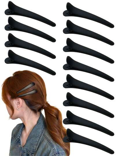 20/12/5 piezas Pinzas de pelo negras grandes para mujeres, pinzas de boca de pato adecuadas para uso diario, trenzas laterales, fijación de flequillo, accesorios de pelo casuales, accesorios para la cabeza, horquillas