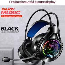 Wired PC Headset With Mic Stylish Light-Up USB Gaming Headphones For Home Play Time And Esports Competition - 黑色 - 查看 3