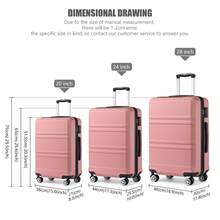20 24 28 32 Inch Suitcase ABS PC Hard Shell Luggage Carry On Cabin Check In XL Extra Large Lightweight Spinner Wheels TSA Lock 3 Piece Set Travel - Coral Pink - View 5
