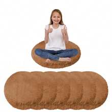 6pcs Round Solid Color Non-Slip Rug Mats, Absorbent Durable Home Decor Rug Carpets For Bedroom Living Room Bathroom Meditation - Multicolor - View 6