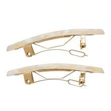 Rectangle Barrette Set Of 2 - Classic Design Everyday Wear, Ivory 3S7P - Pavlova White - View 4