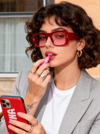 1pc Full-Frame Square Fashion Glasses, Dopamine Color Matching, Small Frame, Vintage Style, Women's Fashion Glasses, Suitable For Daily Wear, Street Style